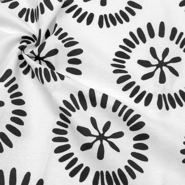 Neuheit Dekostoff "Blüten abstrakt" Farbe Weiss-Schwarz
