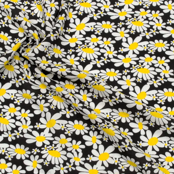 100% Viskose Javanaise "Margeritenmeer" Farbe Schwarz Beliebt