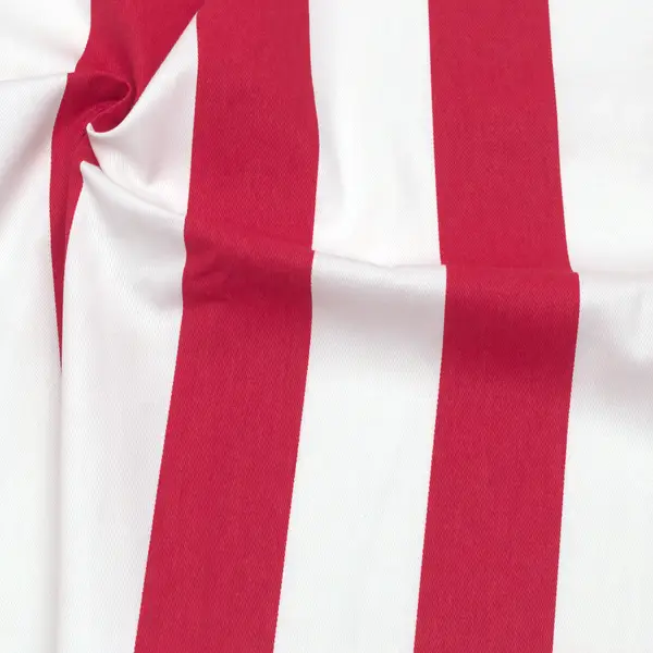 100% Baumwolle Köper "Blockstreifen" Farbe Rot-Weiss Aktuell
