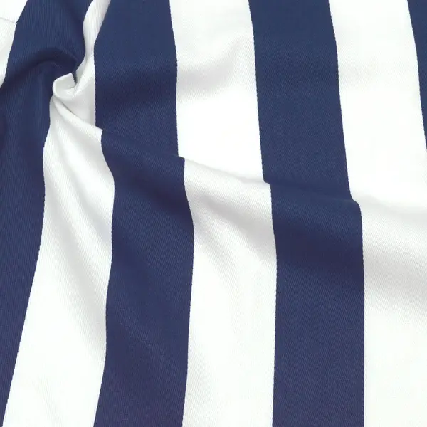 Versand Am Gleichen Tag 100% Baumwolle Köper "Blockstreifen" Farbe Blau-Weiss