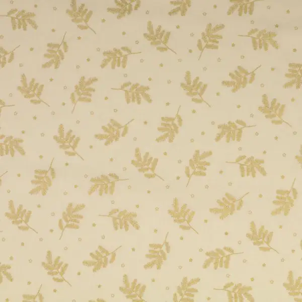 100% Baumwolle Popeline "Tannenzweige & Sterne" Farbe Creme-Weiss Ausverkauf