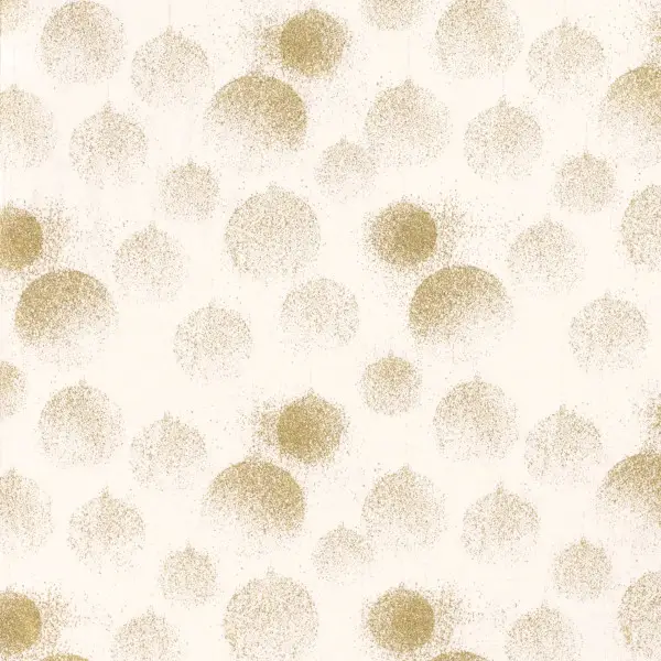 100% Baumwolle Popeline "Goldene Kugeln" Farbe Creme-Weiss Finale Aktion