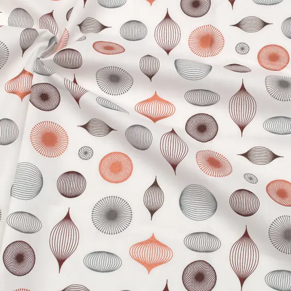 100% Baumwolle Popeline "Spiralen Mandala" Farbe Creme-Weiss Sofort Bestellen