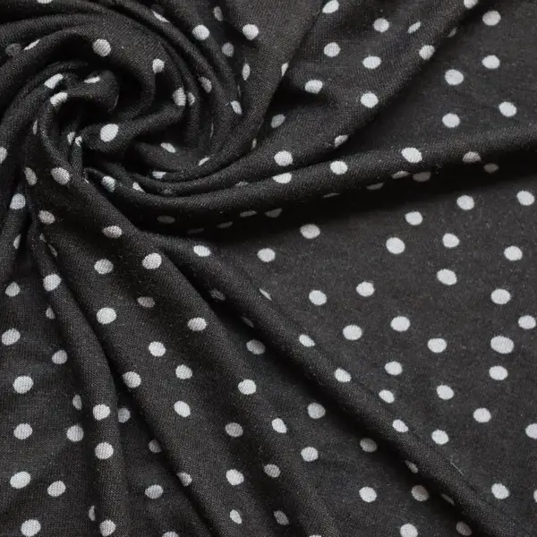 Viskose Stretch Jersey "Tupfen Mix" Farbe Schwarz-Grau Zertifiziert