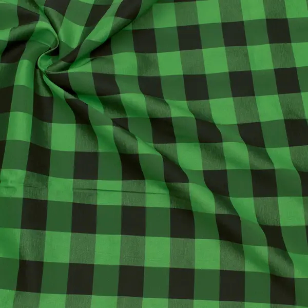 Stretch Taftstoff "Karos" Farbe Grün-Schwarz Knallerangebot