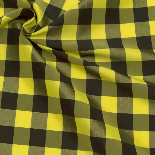 Sonderangebot Stretch Taftstoff "Karos" Farbe Gelb-Schwarz