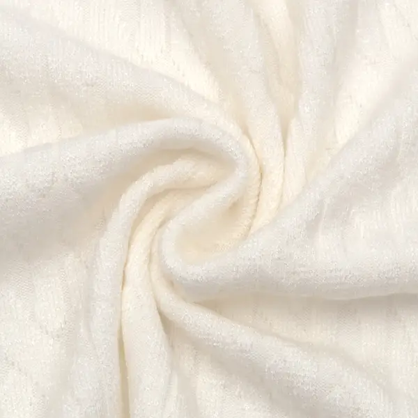 Sonderaktion Jacquard Strick Stoff "Zopfmuster 2" Farbe Creme-Weiss