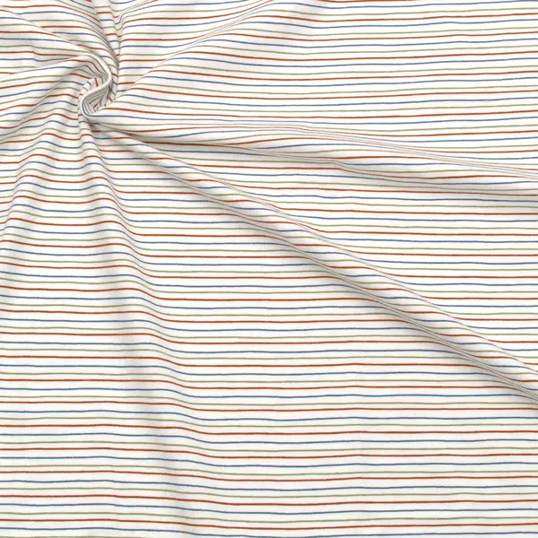 Sichere Zahlung Baumwoll Stretch Jersey "Bunte Streifen Mini" Farbe Creme-Weiss