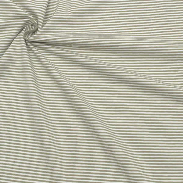 Schneller Versand Baumwoll Stretch Jersey "Streifen Classic 4" Farbe Khaki-Grün Weiss