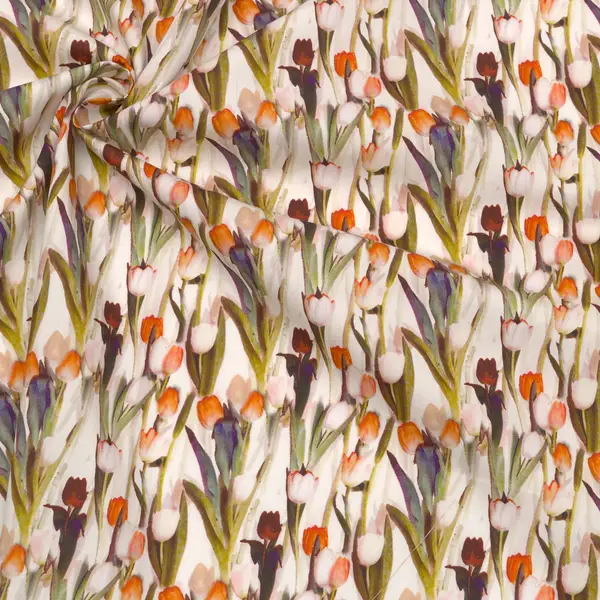 Preis Gesenkt 100% Baumwolle Popeline "Tulpen" Farbe Creme-Weiss