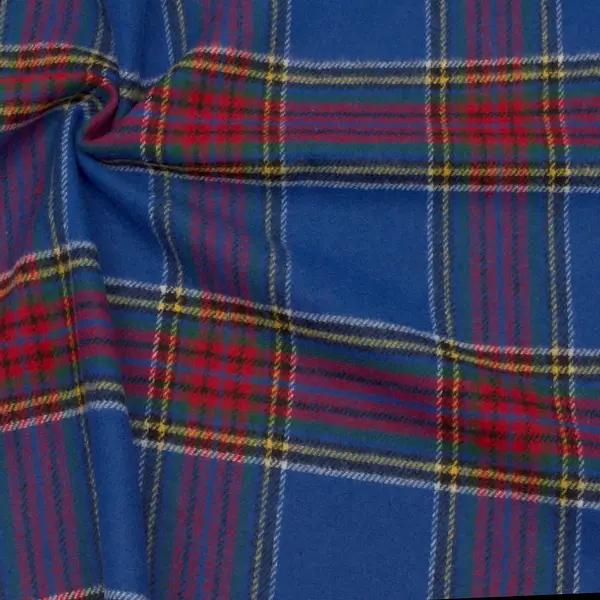 Wollmix Stoff "Schottenkaro 2" Farbe Royal-Blau Billig