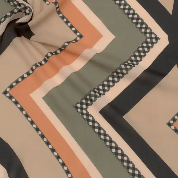 Viskose Crepe Georgette "Zick-Zack" Farbe Multicolor Solange Der Vorrat Reicht