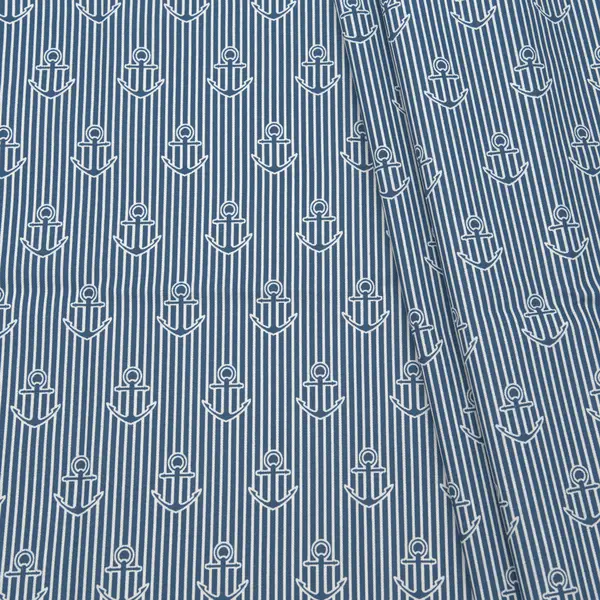 Nur Heute Dekostoff "Anker & Streifen" Farbe Blau