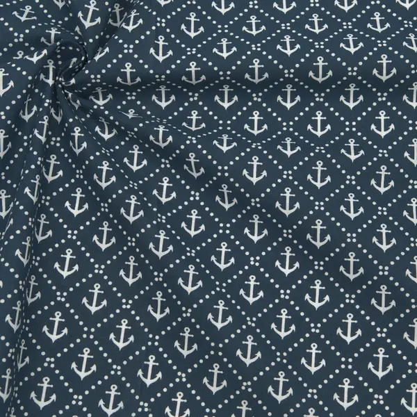 100% Baumwolle Popeline "Anker 6" Farbe Navy-Blau Sofort Bestellen