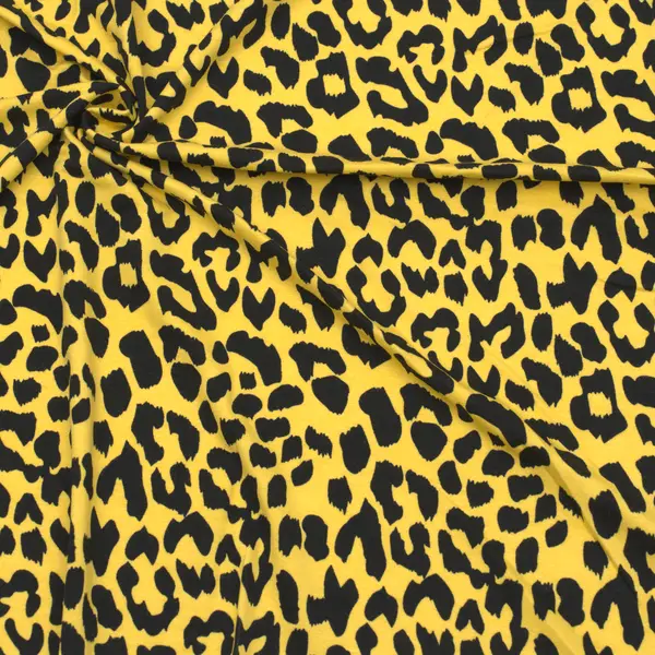Saisonangebot Viskose Stretch Jersey "Gepard" Farbe Gelb-Schwarz