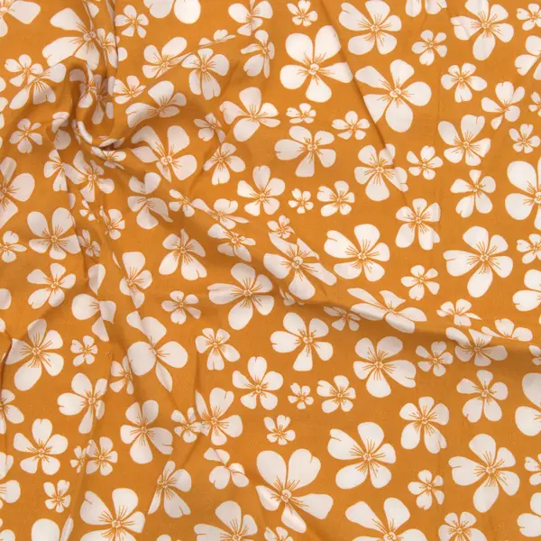 Super-Preis Viskose Musselin "Blüten 4" Farbe Curry