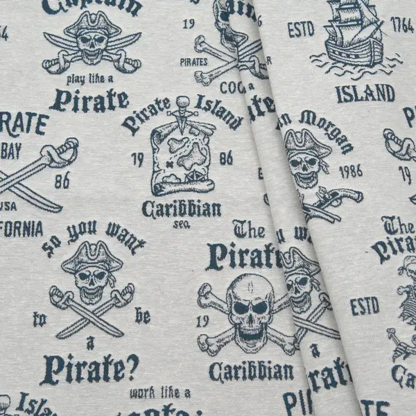Sale Jacquard Dekostoff "Piratenwelt 5" Farbe Ecru