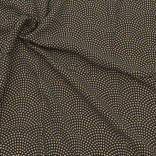 100% Viskose Javanaise "Grafische Bögen" Farbe Schwarz Sonderangebot