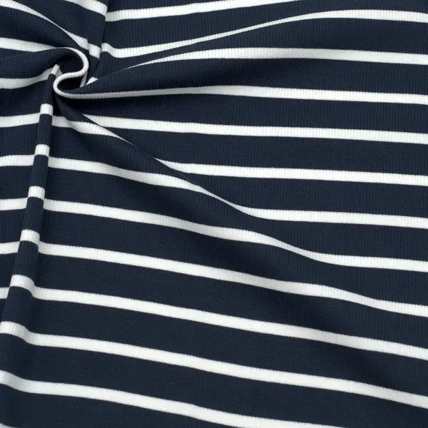 Ripp Baumwolljersey "Streifen" Farbe Navy-Blau Günstig