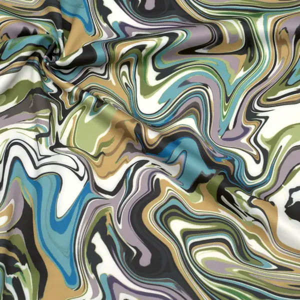 Stretch Scuba Stoff "Artworks" Farbe Grün-Multicolor Direkt Vom Hersteller