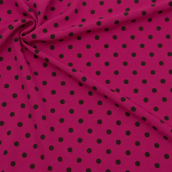 Polyester Crêpe "Punkte Klein" Farbe Fuchsia Ausverkauf