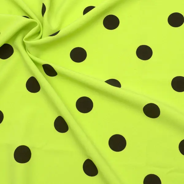 Polyester Crêpe "Punkte Groß" Farbe Limetten-Grün Beliebt