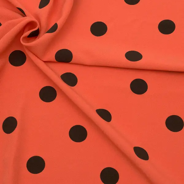Polyester Crêpe "Punkte Groß" Farbe Orange Markenware