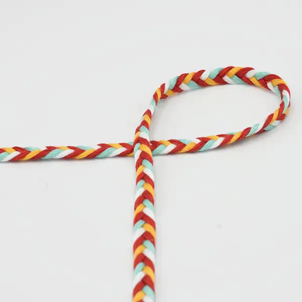 Top-Preis Baumwollkordel geflochten 8mm Farbe Gelb-Rot-Türkis-Weiss