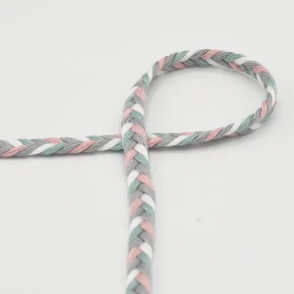 Baumwollkordel geflochten 8mm Farbe Mint-Rosé-Grau-Weiss Neu