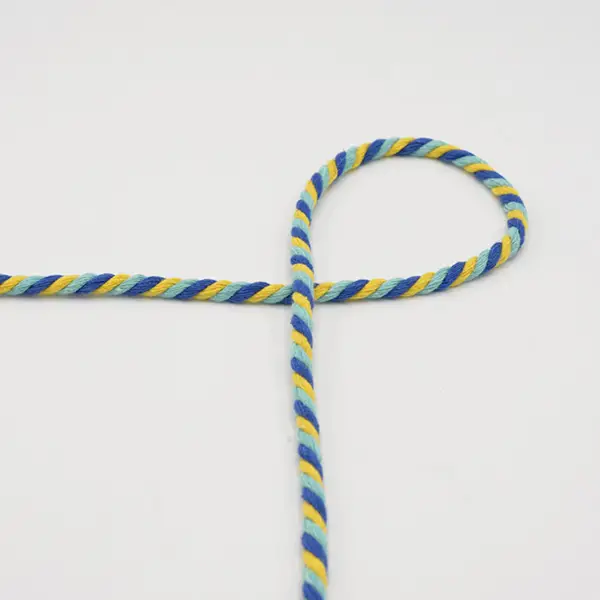 Solange Der Vorrat Reicht Baumwollkordel rund 6mm Farbe Türkis-Gelb-Blau