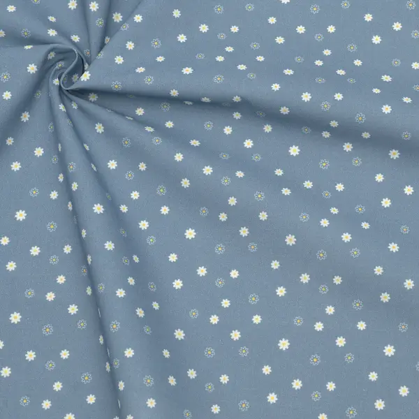 100% Baumwolle Popeline "Kleine Blümchen 2" Farbe Tauben-Blau Online Kaufen