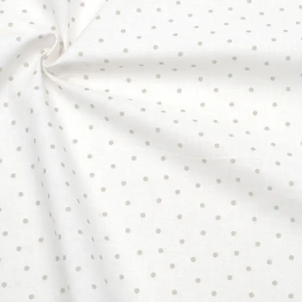 100% Baumwolle Popeline "Punkte klein 5" Farbe Weiss Hell-Grau Markenprodukt