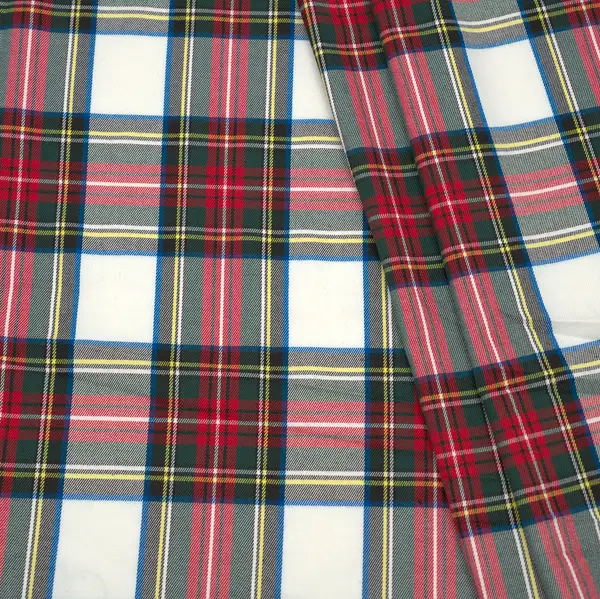 Sofort Bestellen Modestoff Dekostoff "Schottenkaro Classic 11" Farbe Weiss-Rot-Grün