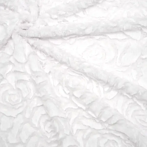Schneller Versand Plüsch Flauschstoff Pelzimitat "Rosen" Farbe Weiss