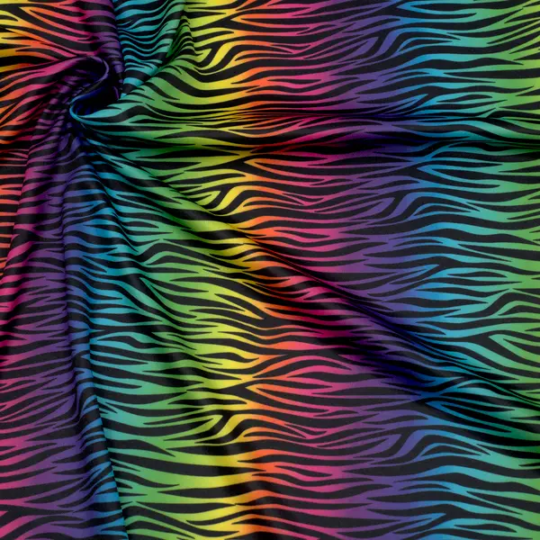 Polyester Jersey "Zebra multicolor" Farbe Schwarz Ausverkauf