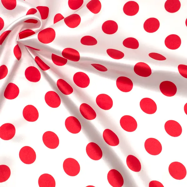 Satin Stoff "Tupfen Groß 3" Farbe Weiss-Rot Preis Gesenkt
