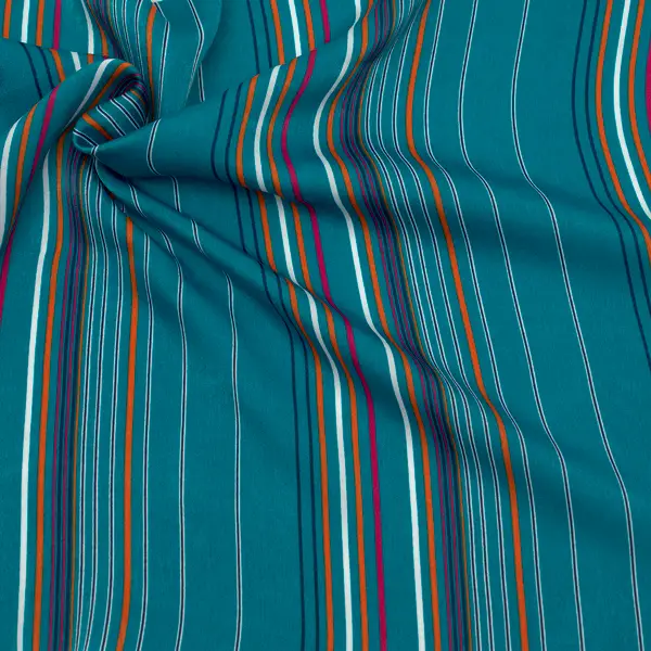 Saisonangebot Micro Satin Stoff "Streifen Mix 8" Farbe Petrol-Türkis