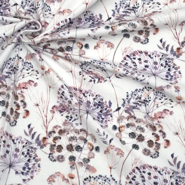 Top-Seller Baumwoll Stretch Jersey "Wiesenblumen Mix 3" Farbe Weiss