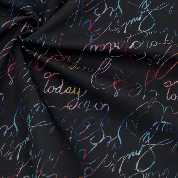 Softshell Fleece Stoff "Words" Farbe Schwarz Must-Have
