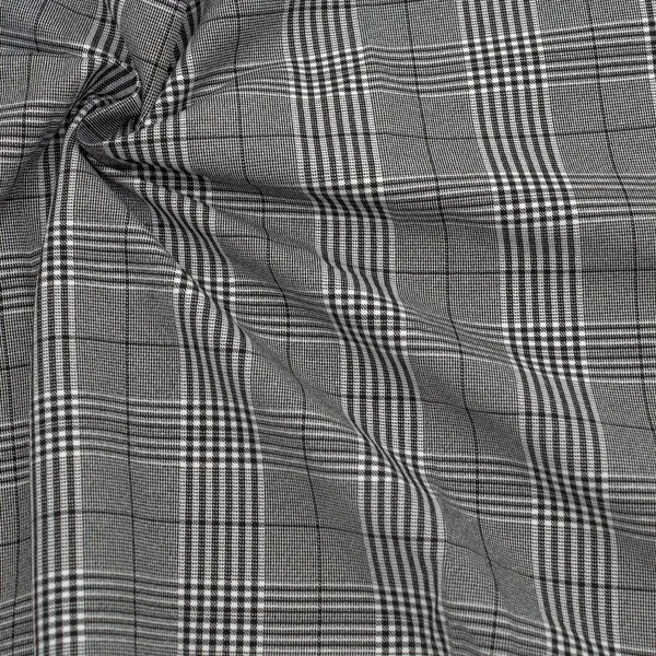 Stretch Bengaline "Glencheck 2" Farbe Schwarz-Weiss Schnäppchen