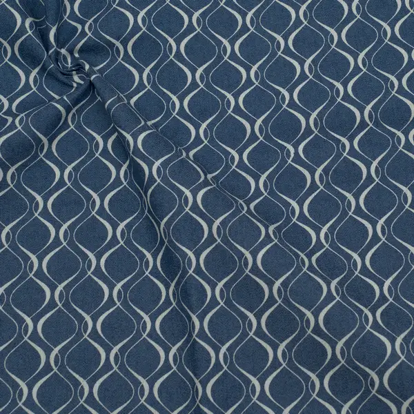 Stretch Denim Jeans Stoff "Schlangenlinien" Farbe Jeans-Blau Finale Aktion