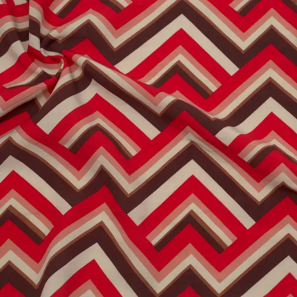 100% Viskose Javanaise "Retro Zick-Zack 3" Farbe Rot-Multicolor Jetzt Bestellen