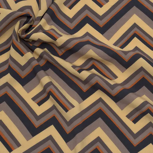 Nur Für Kurze Zeit 100% Viskose Javanaise "Retro Zick-Zack 3" Farbe Camel-Multicolor