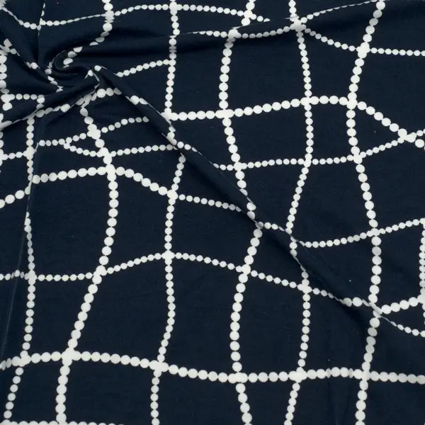 Preis Gesenkt Viskose Stretch Jersey "Perlenketten" Farbe Navy-Blau