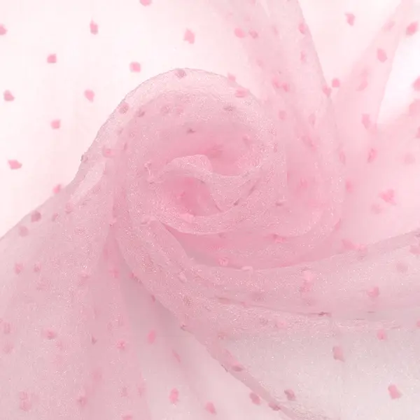 Organza beflockt "Tupfen" Farbe Rosa Rabatt