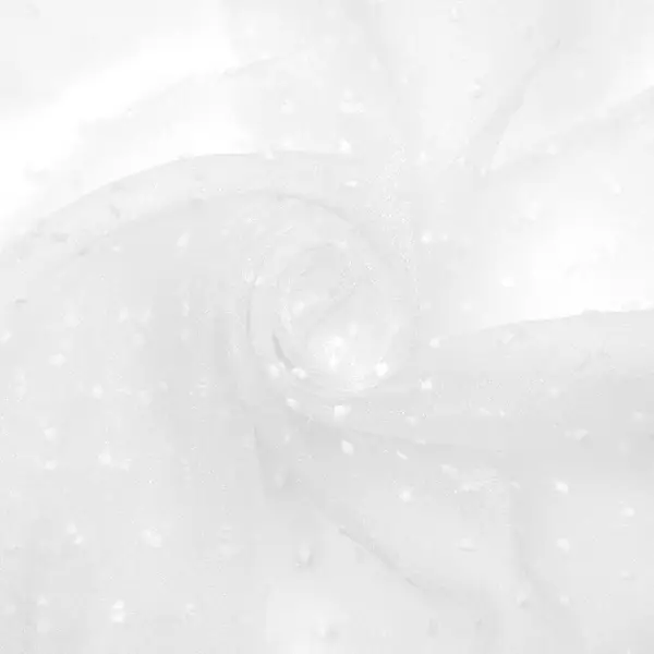 Organza beflockt "Tupfen" Farbe Weiss Heißes Angebot