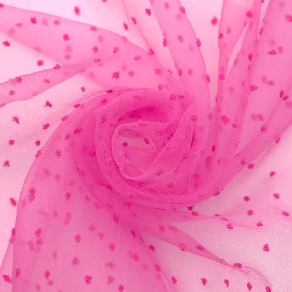 Organza beflockt "Tupfen" Farbe Pink Highlight