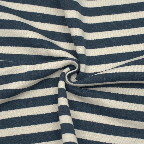 Sweatshirtstoff "Streifen 2" Farbe Blau-Ecru Abverkauf
