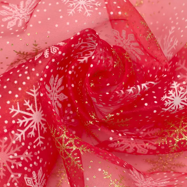 Organza "Eissterne" Farbe Rot Sonderaktion