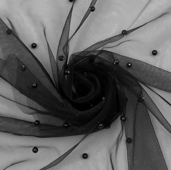 Neuheit Tüll Stoff mit Perlen Farbe Schwarz